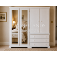 BALTIC SOLID PINE 4 DOOR 3 DRAWER WARDROBE MIRRORED WHITE BALTIC SOLID PINE 4 DOOR 3 DRAWER WARDROBE MIRRORED WHITE