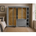 BALTIC SOLID PINE 4 DOOR 3 DRAWER MIRRORED WARDROBE WITH BOOKCASE IN GREY