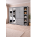 Handmade in England Baltic Solid Pine 4 Door 3 Drawer Mirrored Wardrobe with Bookcase in Grey