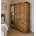 BALTIC SOLID PINE 3 DRAWER TRIPLE FULL MIRRORED WARDROBE IN LIGHT ANTIQUE WAX