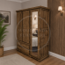 BALTIC SOLID PINE TRIPLE FULL MIRRORED SHELVED WARDROBE IN OLD ANTIQUE WAX