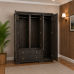 Handmade in England Baltic Solid Pine Triple Full Mirrored Wardrobe in Dark Oak Polished