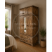 BALTIC SOLID PINE 5 DRAWER MIRRORED TRIPLE WARDROBE WITH TOPBOX IN KENILWORTH OAK WAX