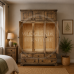 BALTIC SOLID PINE 5 DRAWER MIRRORED TRIPLE WARDROBE WITH TOPBOX IN KENILWORTH OAK WAX