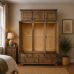 Handmade in England Baltic Solid Pine 5 Drawer Mirrored Triple Wardrobe with Topbox in Kenilworth Oak Wax