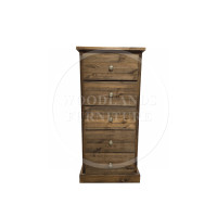 CAMBRIDGE SOLID PINE 5 DRAWER BEDSIDE CABINET IN MEDIUM OAK WAX