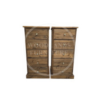 CAMBRIDGE SOLID PINE 5 DRAWER BEDSIDE CABINET SET IN MEDIUM OAK WAX