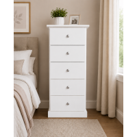 CAMBRIDGE 5 DRAWER BEDSIDE IN WHITE CAMBRIDGE 5 DRAWER BEDSIDE IN WHITE