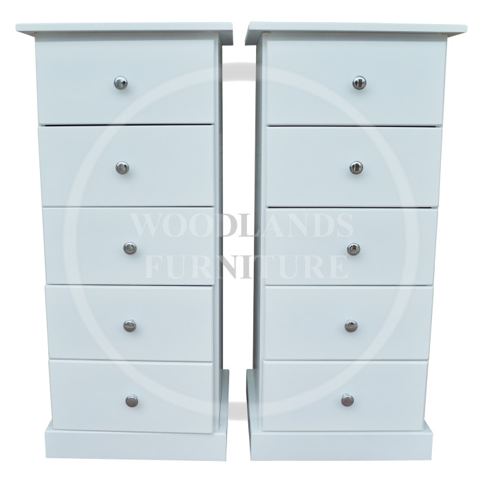 CAMBRIDGE 5 DRAWER BEDSIDE SET IN WHITE