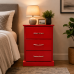 UK Handmade 3 Drawer 45cm Wide Bedside Table - Cambridge Red - Fully Assembled (Bespoke Sizes)