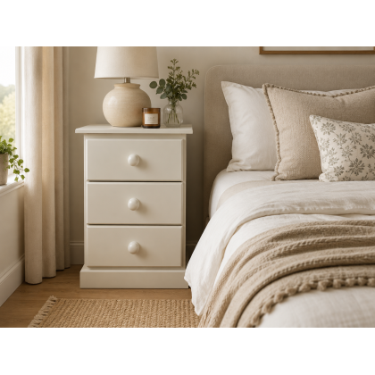 Cambridge 3 Drawer Bedside In Ivory