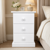 CAMBRIDGE 3 DRAWER BEDSIDE IN WHITE CAMBRIDGE 3 DRAWER BEDSIDE IN WHITE