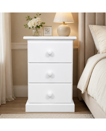 Cambridge 3 Drawer Bedside In White