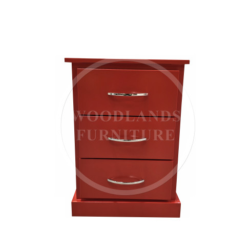 CAMBRIDGE 3 DRAWER BEDSIDE IN RED