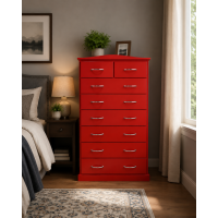 CAMBRIDGE 2+6 DRAWER CURVED CHEST IN RED CAMBRIDGE 2+6 DRAWER CURVED CHEST IN RED