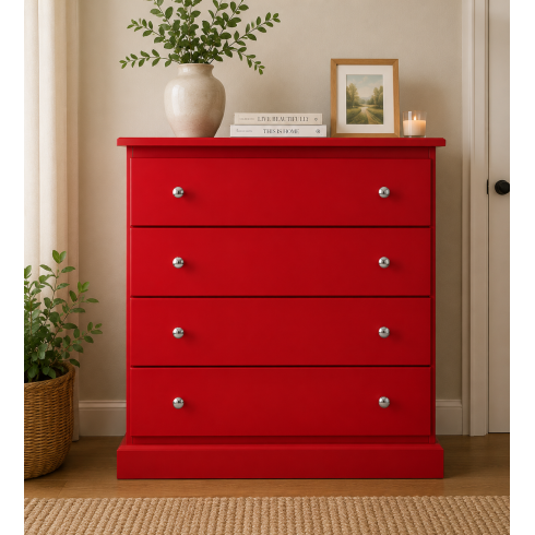 CAMBRIDGE 4 DRAWER CHEST IN RED CAMBRIDGE 4 DRAWER CHEST IN RED