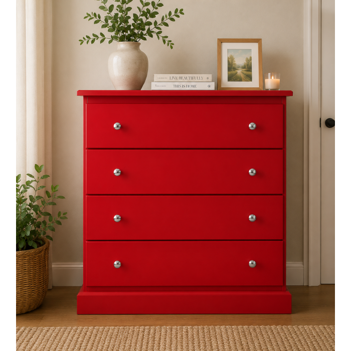 CAMBRIDGE 4 DRAWER CHEST IN RED