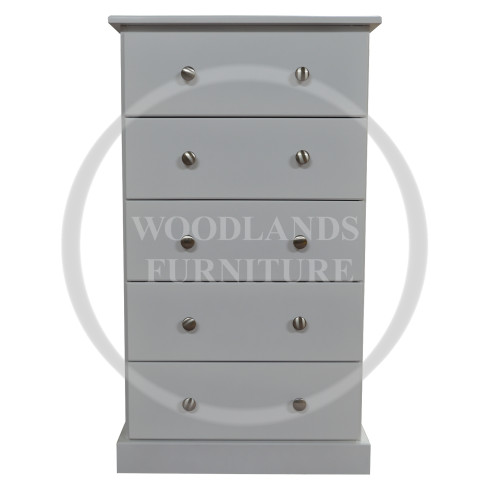 CAMBRIDGE 5 DRAWER SLIM CHEST IN WHITE