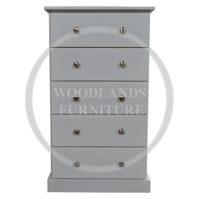 CAMBRIDGE 5 DRAWER SLIM CHEST IN WHITE