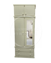 CAMBRIDGE 2 DRAWER MIRRORED WARDROBE WITH TOPBOX IN IVORY