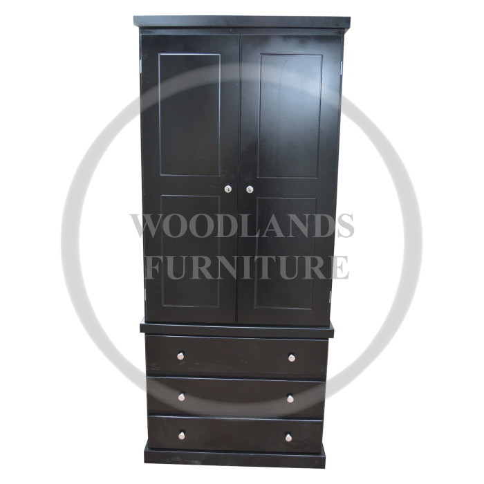 CAMBRIDGE 3 DRAWER WARDROBE SHELVED IN BLACK CAMBRIDGE 3 DRAWER WARDROBE SHELVED IN BLACK