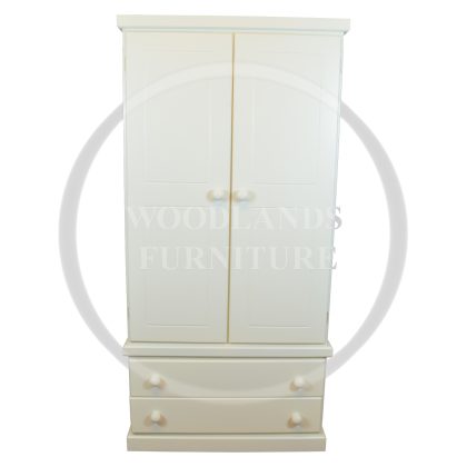 Cambridge 2 Drawer Wardrobe In White