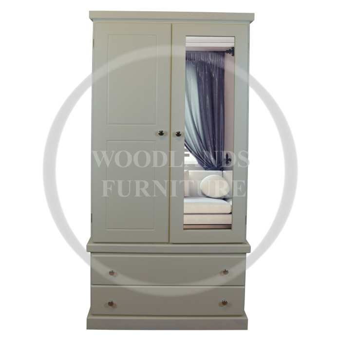 CAMBRIDGE 2 DRAWER MIRRORED WARDROBE IN WHITE