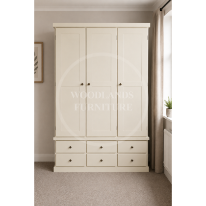 Cambridge Triple 6 Small Drawer Wardrobe In Ivory