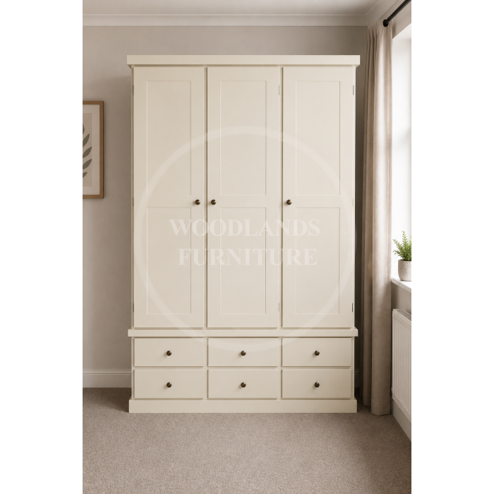 CAMBRIDGE TRIPLE 6 SMALL DRAWER WARDROBE IN IVORY CAMBRIDGE TRIPLE 6 SMALL DRAWER WARDROBE IN IVORY
