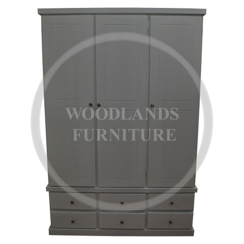 CAMBRIDGE TRIPLE 6 SMALL DRAWER WARDROBE IN IVORY