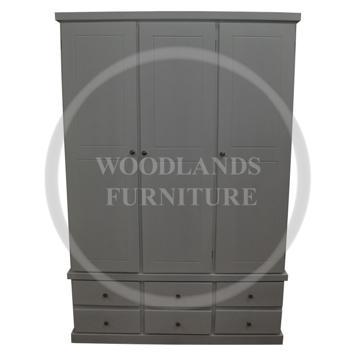 CAMBRIDGE TRIPLE 6 SMALL DRAWER WARDROBE IN IVORY