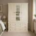 3 Door Mirrored 6 Drawer Shelved Wardrobe - Cambridge Ivory | Handmade in England