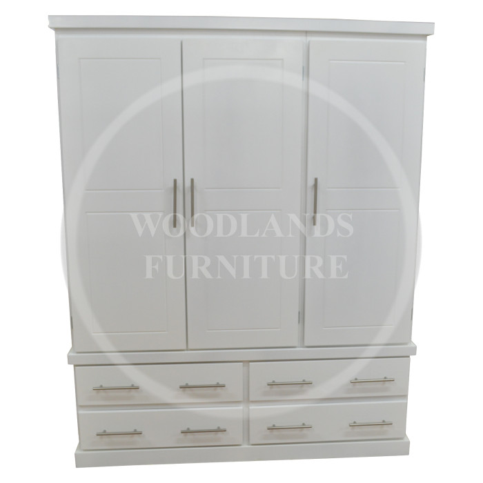CAMBRIDGE 4 DRAWER TRIPLE SHELVED WARDROBE IN WHITE