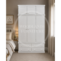 CAMBRIDGE TRIPLE 4 DRAWER WARDROBE WITH TOPBOX IN WHITE