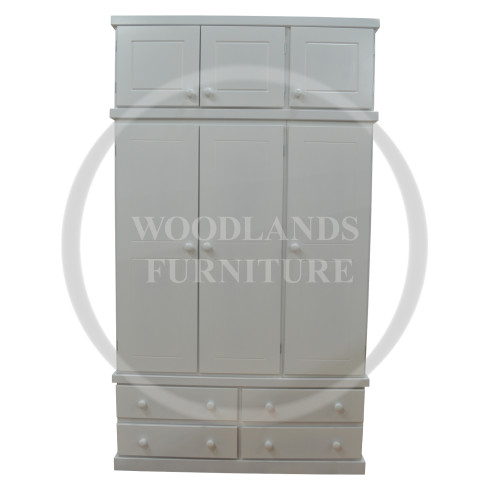 CAMBRIDGE TRIPLE 4 DRAWER WARDROBE WITH TOPBOX IN WHITE