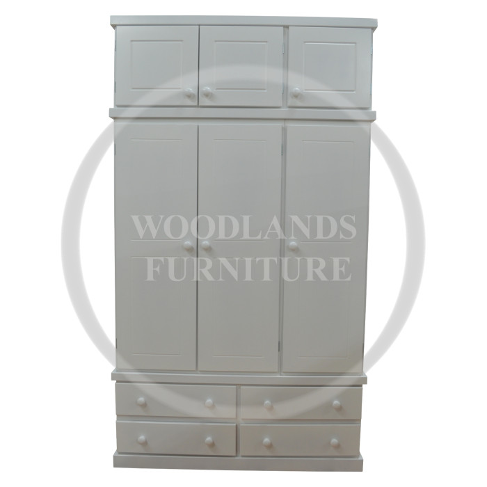 CAMBRIDGE TRIPLE 4 DRAWER WARDROBE WITH TOPBOX IN WHITE