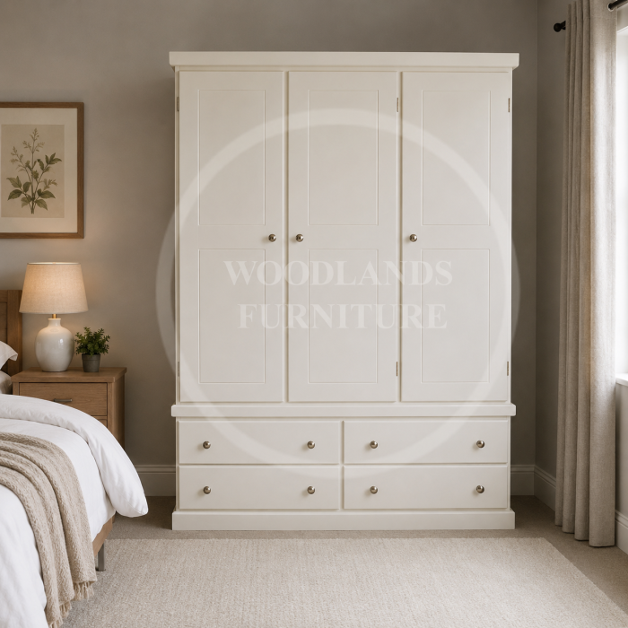 CAMBRIDGE TRIPLE WARDROBE WITH 4 DRAWERS IN IVORY CAMBRIDGE TRIPLE WARDROBE WITH 4 DRAWERS IN IVORY