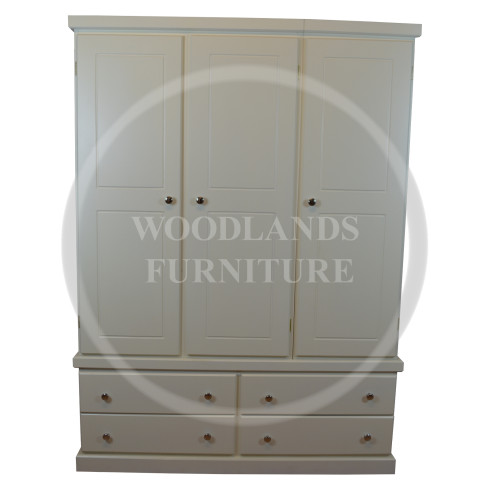 CAMBRIDGE TRIPLE WARDROBE WITH 4 DRAWERS IN IVORY