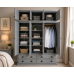 CAMBRIDGE TRIPLE 4 DRAWER MIRRORED SHELVED WARDROBE WITH TOPBOX IN GREY CAMBRIDGE TRIPLE 4 DRAWER MIRRORED SHELVED WARDROBE WITH TOPBOX IN GREY