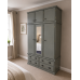 CAMBRIDGE TRIPLE 4 DRAWER MIRRORED SHELVED WARDROBE WITH TOPBOX IN GREY CAMBRIDGE TRIPLE 4 DRAWER MIRRORED SHELVED WARDROBE WITH TOPBOX IN GREY