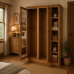 Cambridge Solid Pine Triple Full Hanging With Bookcase In Antique Wax