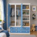 CAMBRIDGE TRIPLE 4 DRAWER WARDROBE WITH BOOKCASE IN BLUE CAMBRIDGE TRIPLE 4 DRAWER WARDROBE WITH BOOKCASE IN BLUE