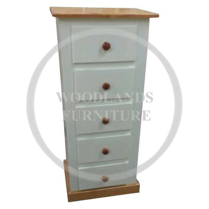 COUNTRY 5 DRAWER BEDSIDE IN IVORY
