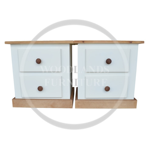 COUNTRY 2 DRAWER BEDSIDE CABINETS SET IN WHITE