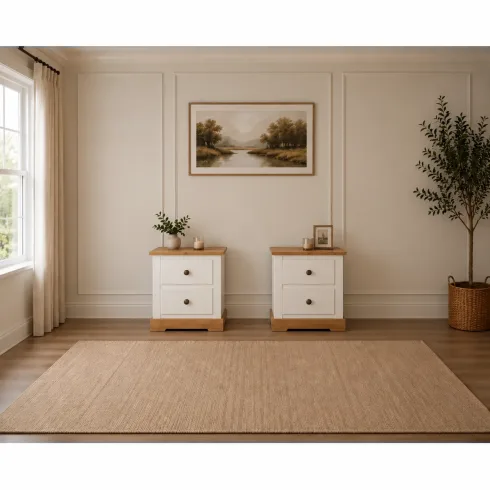 UK Handmade 2 Drawer Bedside Tables Set - Country White - Fully Assembled (Custom Finish Options) UK Handmade 2 Drawer Bedside Tables Set - Country White - Fully Assembled (Custom Finish Options)