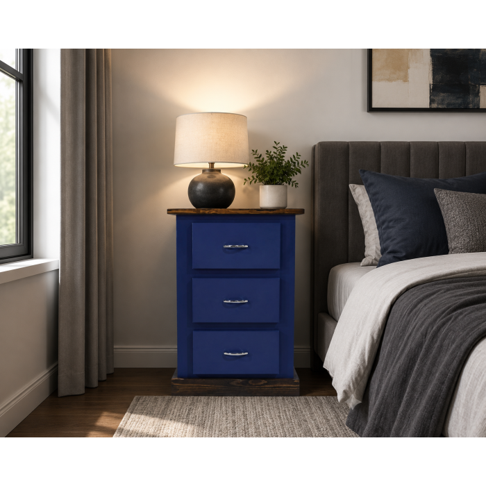 Country 3 Drawer Bedside In Dark Blue