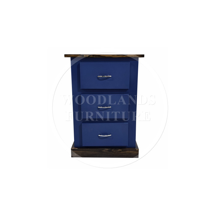 COUNTRY 3 DRAWER BEDSIDE IN DARK BLUE