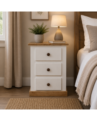 Country 3 Drawer Bedside In Ivory