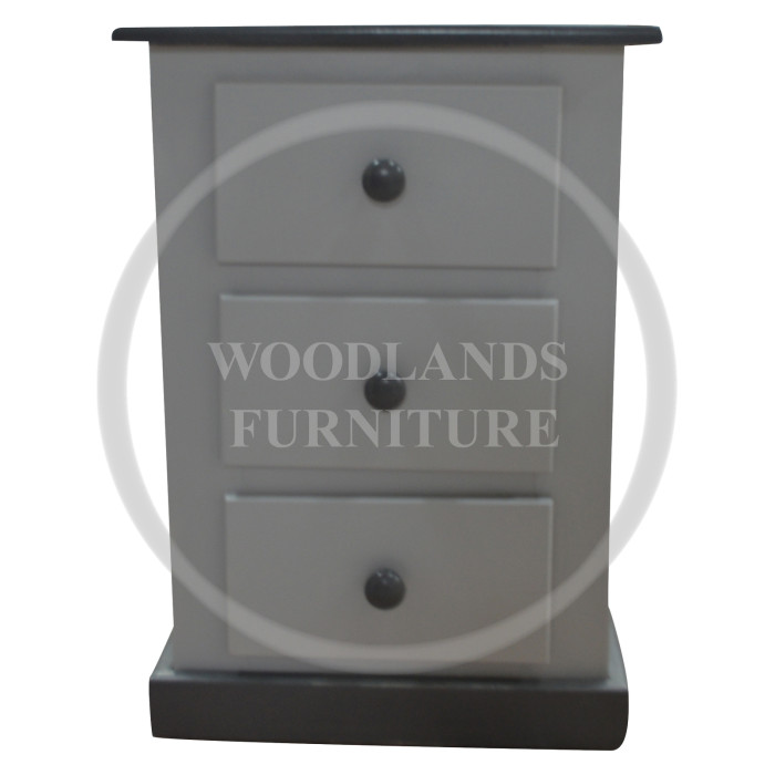 COUNTRY SOLID PINE 3 DRAWER BEDSIDE IN GREY COUNTRY SOLID PINE 3 DRAWER BEDSIDE IN GREY