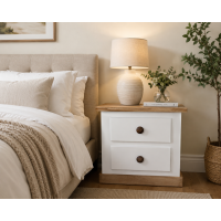 COUNTRY 2 DRAWER BEDSIDE IN WHITE